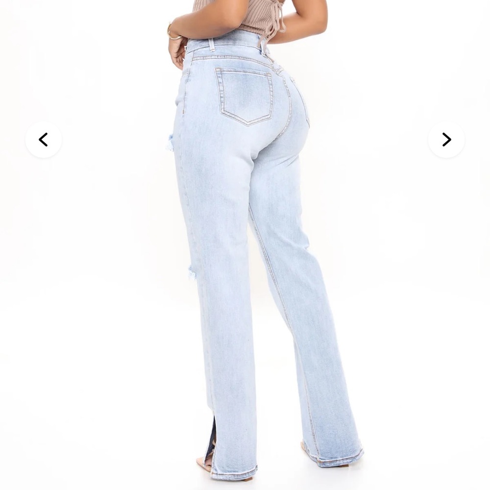 NWT FASHION NOVA SAVANNAH SPLIT HEM BLUE JEANS 5 - Picture 2 of 13